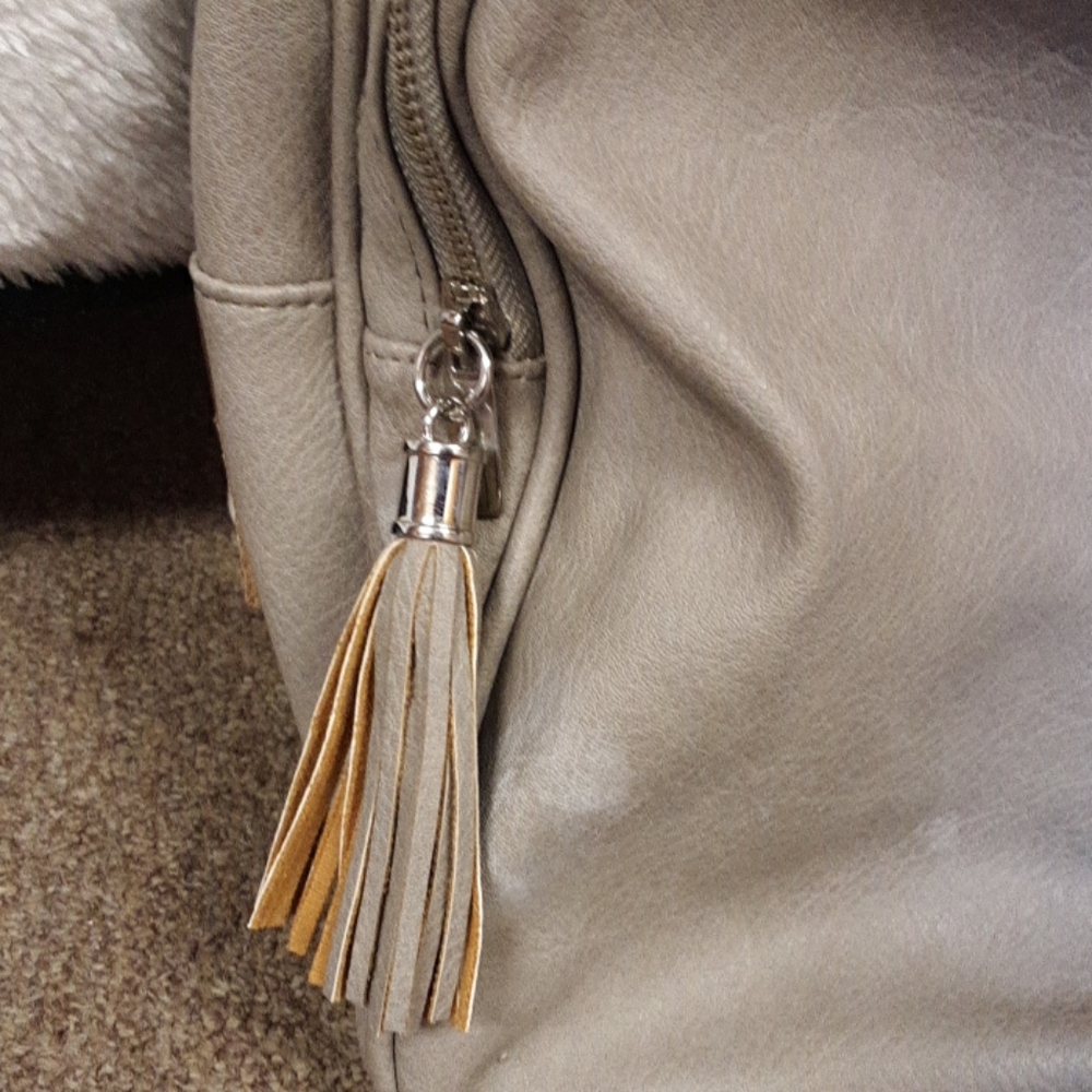 Mossimo Small Grey Leather Backpack - image 3